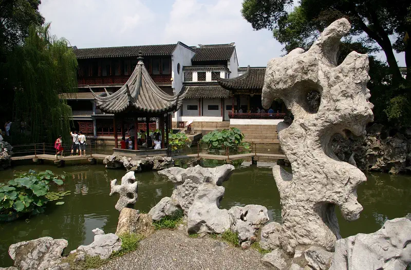 Lion Grove Garden Suzhou labyrinthine rockery with crevice passages and ornamental pool