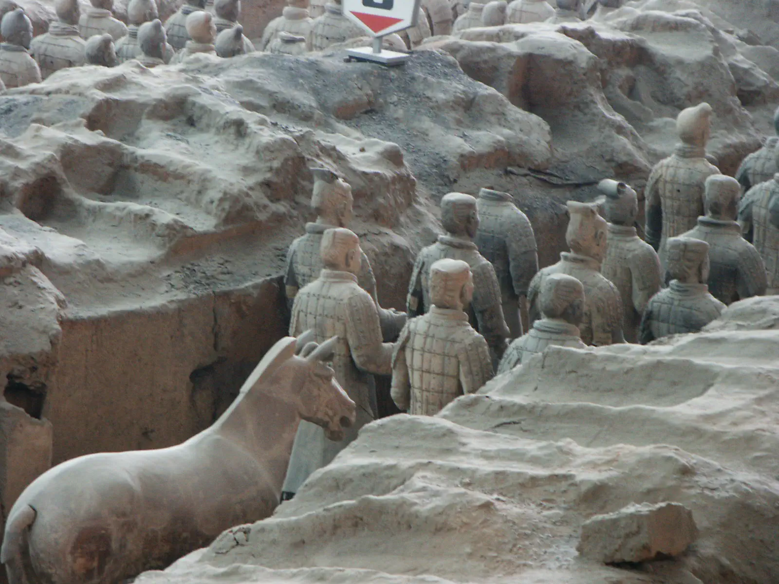 Rows of excavated terracotta warriors in the pits of the Terracotta Army, Shaanxi