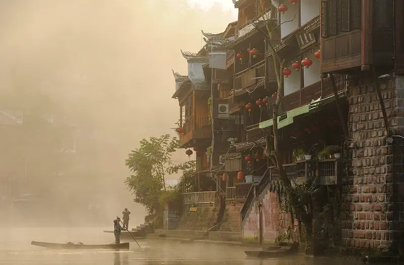 Fenghuang Phoenix Town stilt houses on stilts over the Tuojiang River